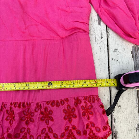 Lovers + Friends Pink Eyelet Ruffle Mini Dress‎ Medium Y2K Coquette Medium - Picture 7 of 9